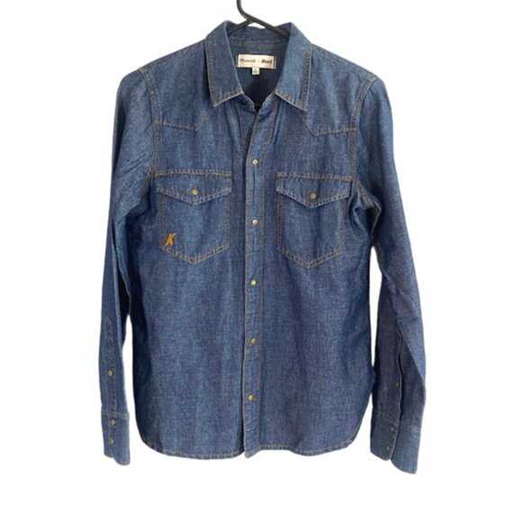 Madewell X Daryl K Blue Denim Long Sleeve Collared Button Down Shirt Women Sz S - Picture 1 of 9